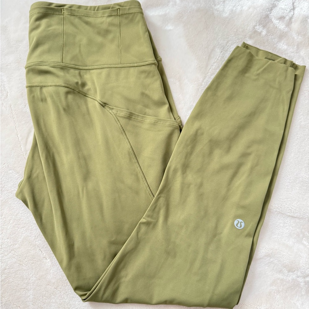 Lululemon Power Thru leggings 25” Women's Olive Green Leggings